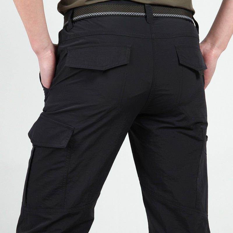 Cargo Trousers with Welt Pockets for Men - Black