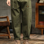 Straight Leg Cargo Trousers with Pocket Panels for Men
