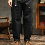 Straight Leg Cargo Trousers with Pocket Panels for Men
