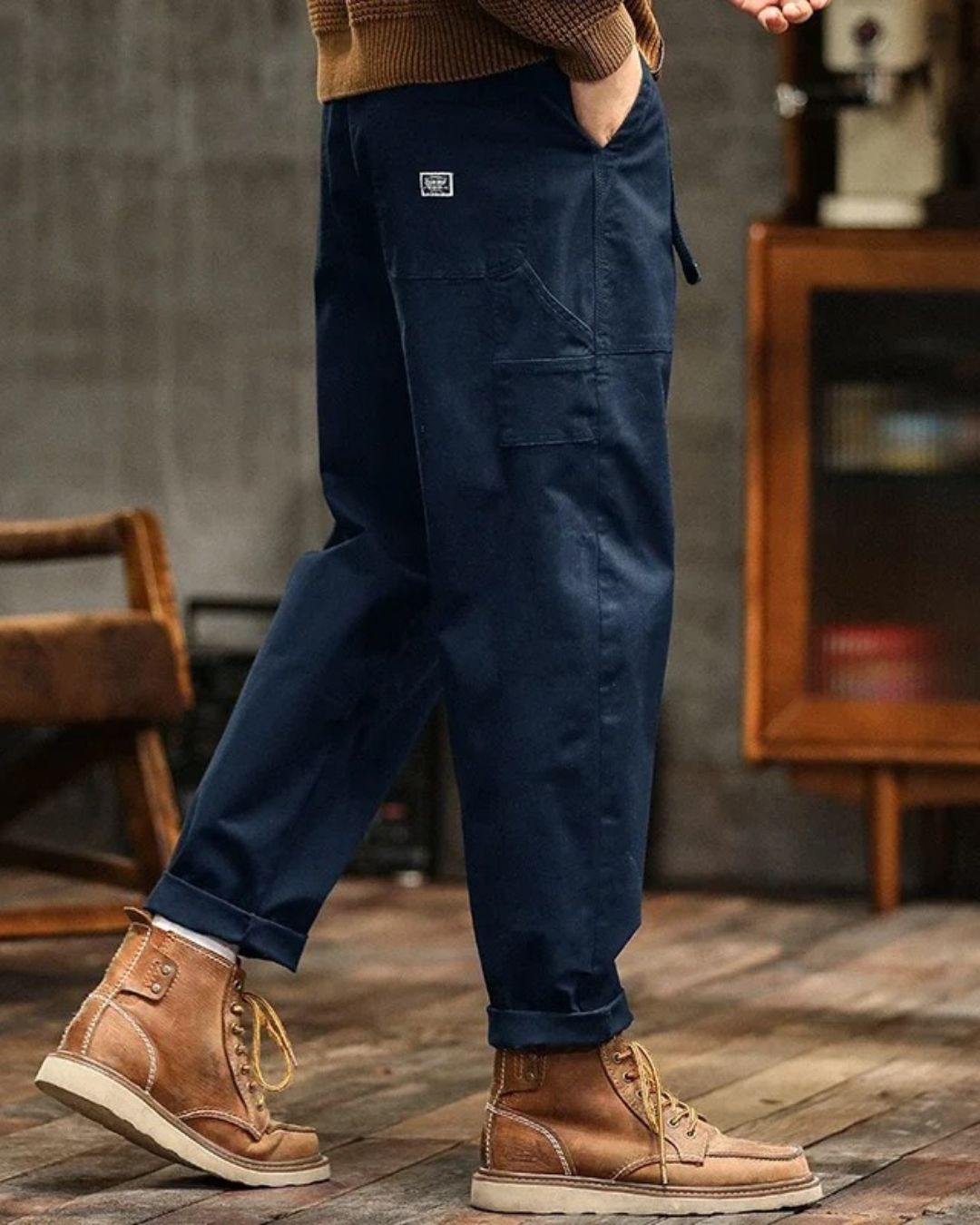 Cotton Cargo Trousers with Welt Pockets for Men