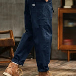 Straight Leg Cargo Trousers with Pocket Panels for Men