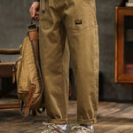 Cotton Cargo Trousers with Welt Pockets for Men