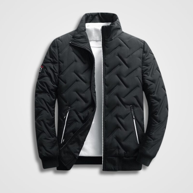 Chevron Quilted Stand Collar Bomber Jacket for Men