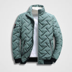 Chevron Quilted Stand Collar Bomber Jacket for Men - Green