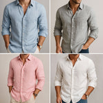 Linen Blend Button-Down Shirt for Men