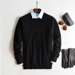 Crew Neck Cashmere Jumper for Men - Black - Crew neck