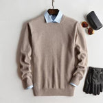 Crew Neck Cashmere Jumper for Men - Beige - Crew neck