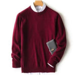 Crew Neck Cashmere Jumper for Men - Red - V-neck