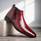 Croc-Embossed Chelsea Boots for Men - Wine Red