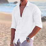 Cotton Linen Button-Down Shirt for Men