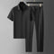 Short Sleeve Polo Shirt and Straight Leg Trousers Set for Men