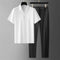 Short Sleeve Polo Shirt and Straight Leg Trousers Set for Men