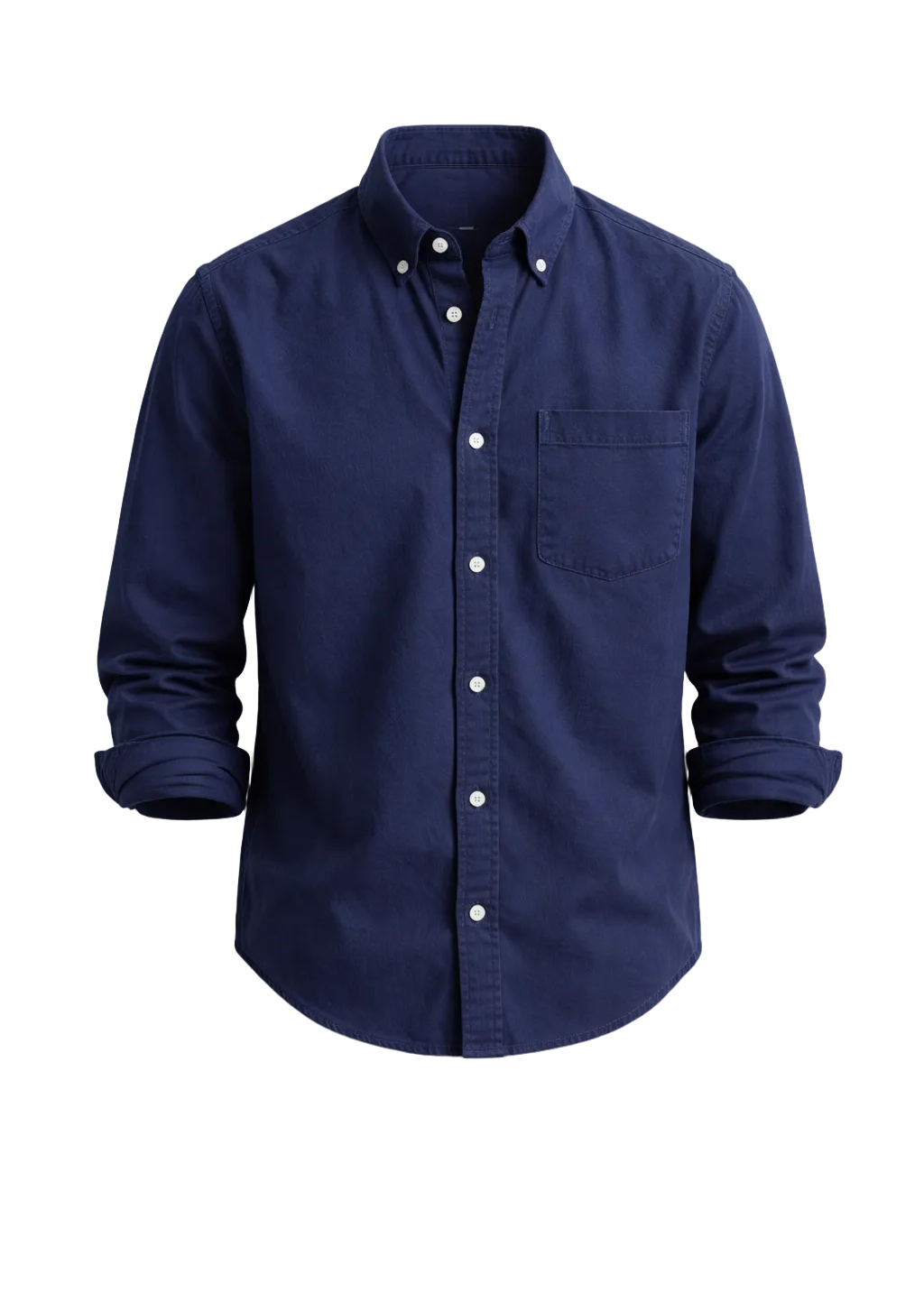 Denim Button-Down Shirt with Chest Pocket for Men