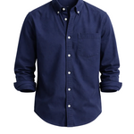 Denim Button-Down Shirt with Chest Pocket for Men