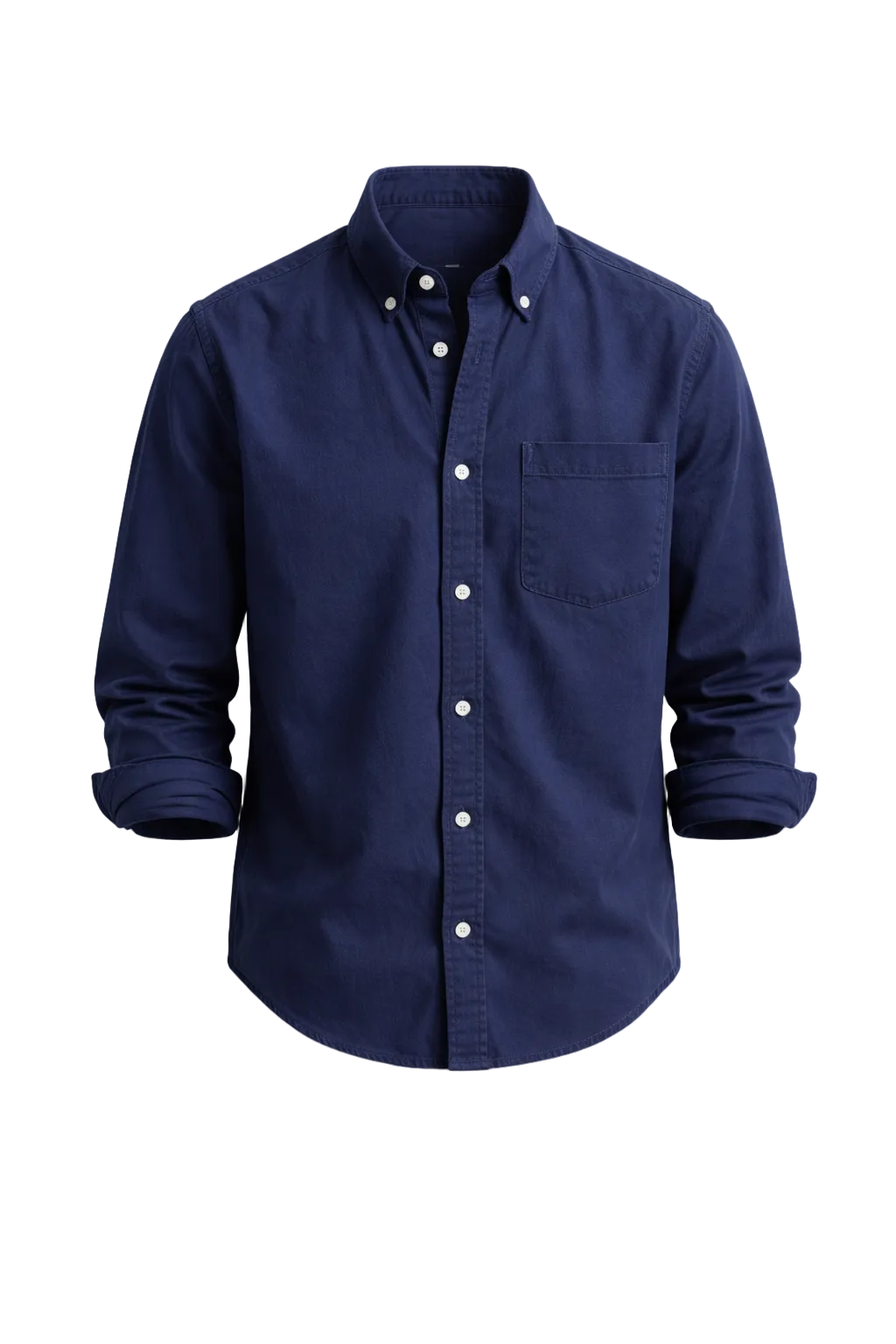 Denim Button-Down Shirt with Chest Pocket for Men