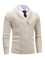 Double-Breasted Shawl Collar Ribbed Knit Cardigan for Men - Beige