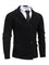 Double-Breasted Shawl Collar Ribbed Knit Cardigan for Men - Black