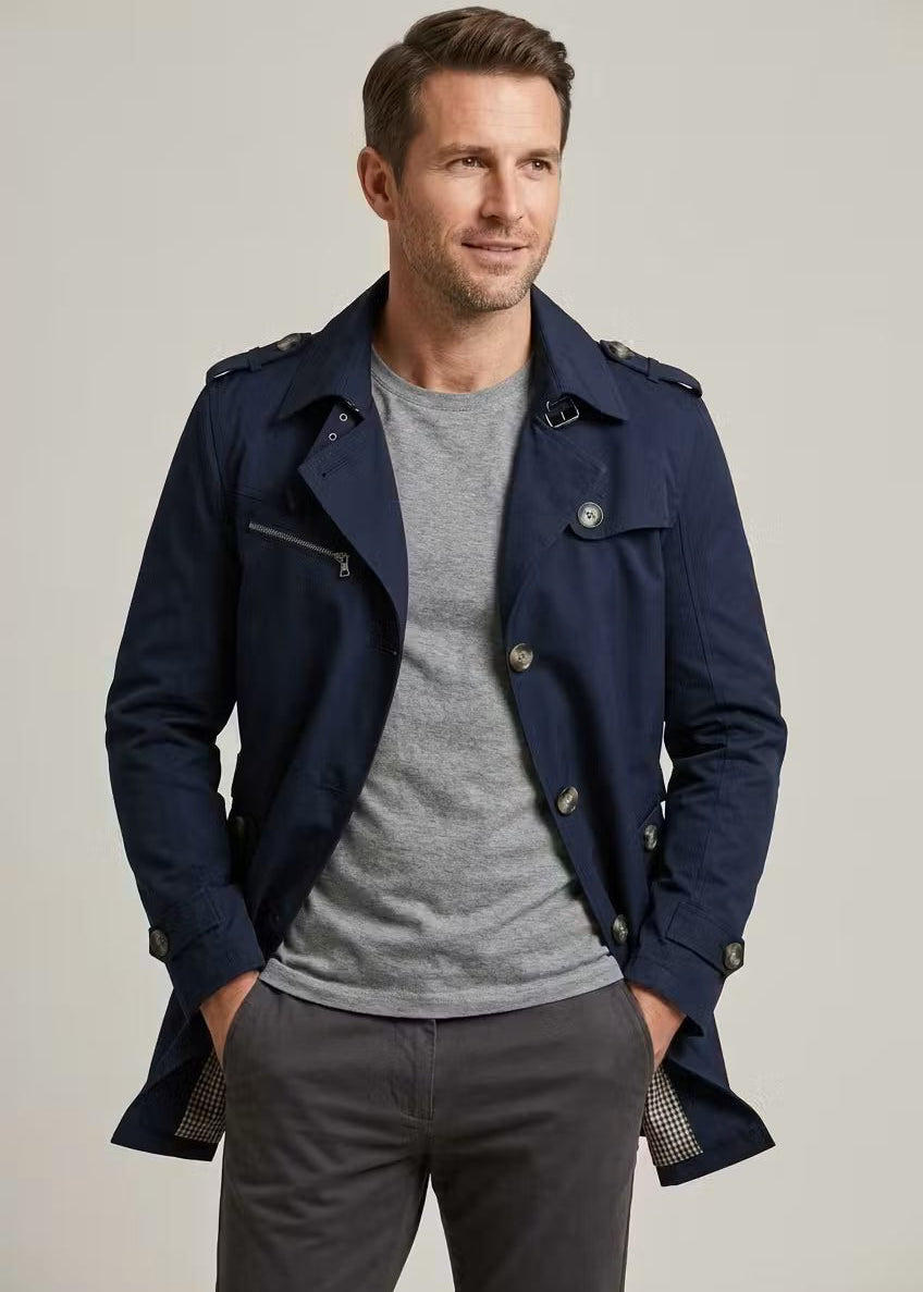 Double-Breasted Trench Coat for Men