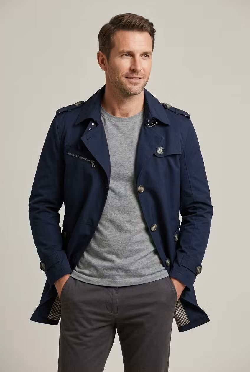 Double-Breasted Trench Coat for Men