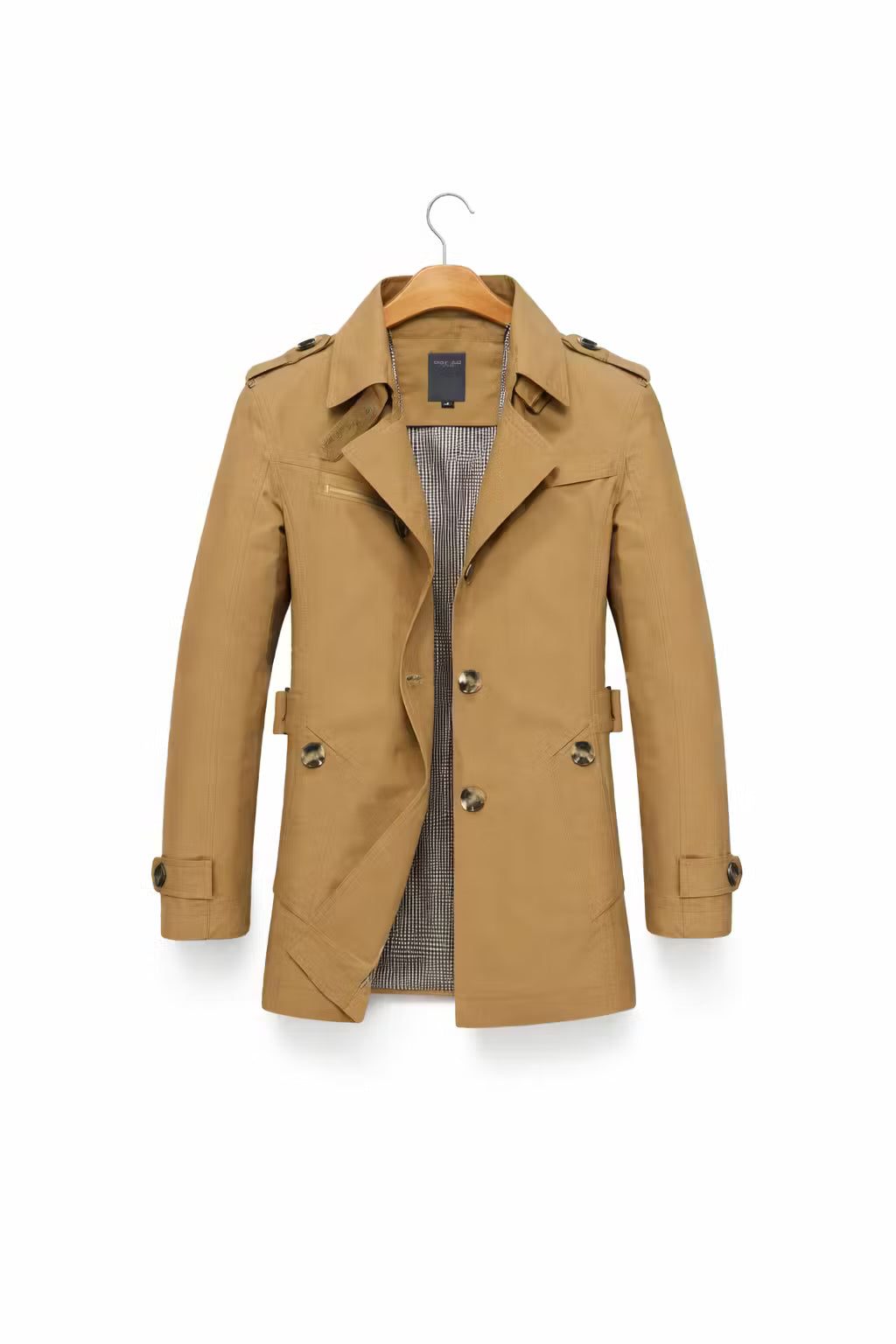 Double-Breasted Trench Coat for Men - Donker Khaki