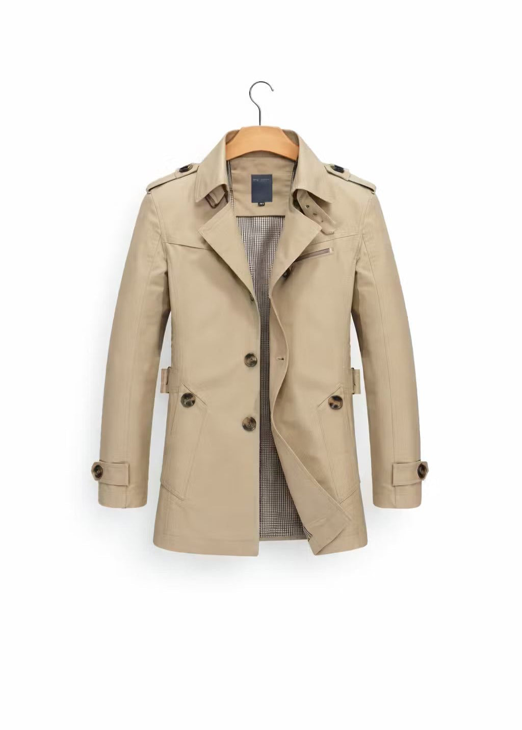 Double-Breasted Trench Coat for Men - Beige
