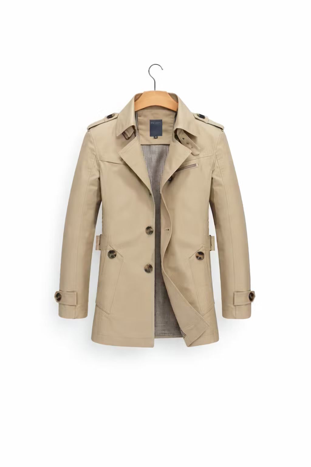 Double-Breasted Trench Coat for Men - Beige