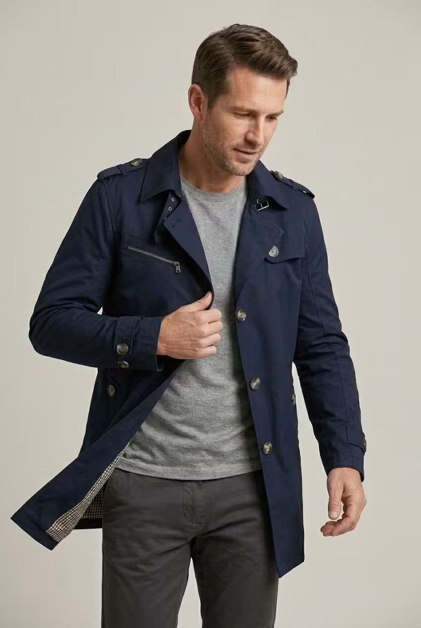 Double-Breasted Trench Coat for Men - View 6