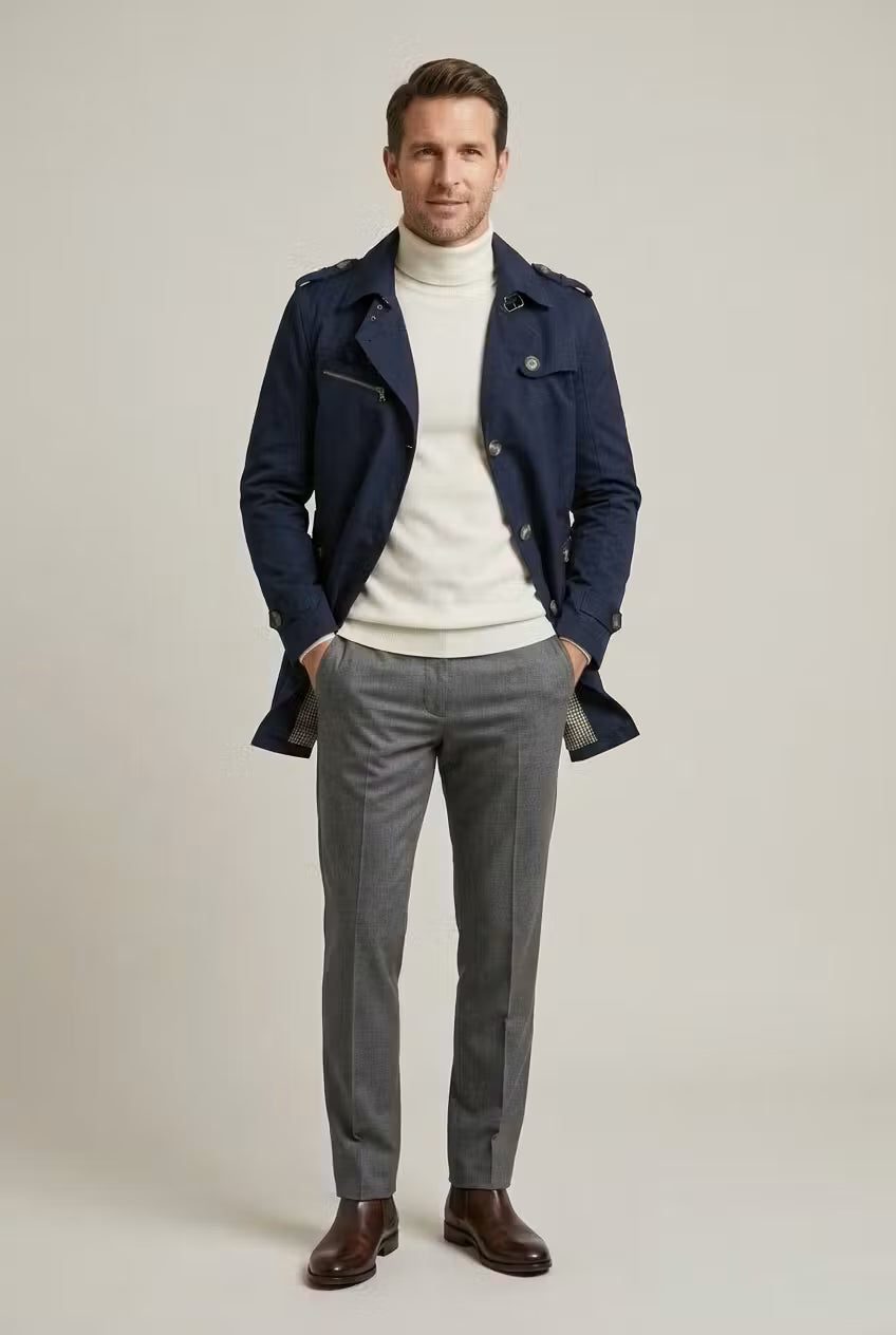 Double-Breasted Trench Coat for Men - View 7