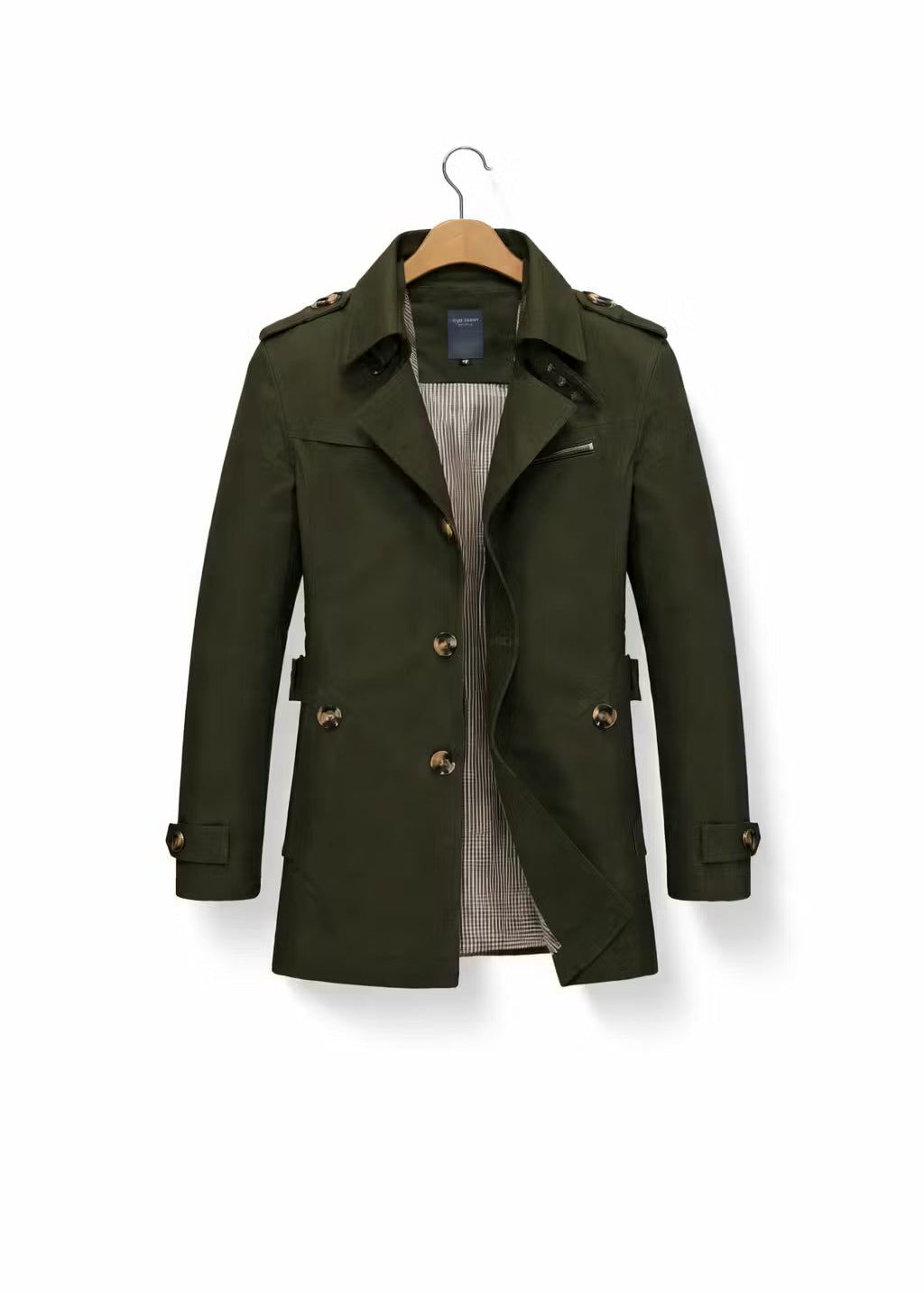 Double-Breasted Trench Coat for Men - Legergroen