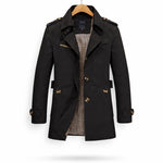 Double-Breasted Trench Coat for Men - Zwart