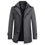 Double-Breasted Wool Blend Coat for Men - Grey