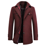 Double-Breasted Wool Blend Coat for Men - Red