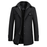Double-Breasted Wool Blend Coat for Men - Black