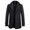 Double-Breasted Wool Blend Coat for Men - Black