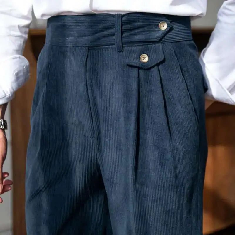 Double-Pleated Tapered Corduroy Trousers for Men - View 10