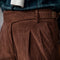 Double-Pleated Tapered Corduroy Trousers for Men - Brown