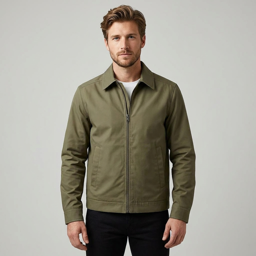 Zip-Up Harrington Jacket for Men