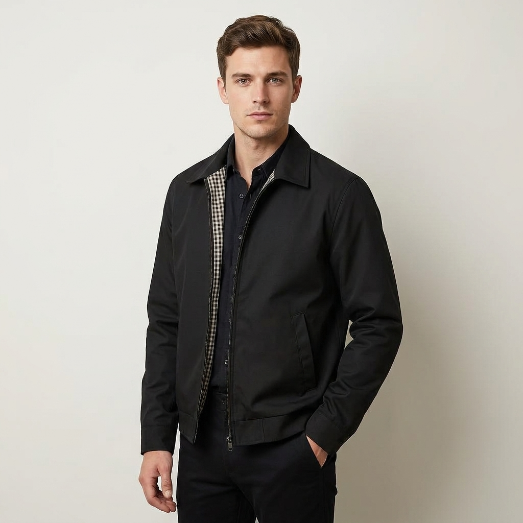Zip-Up Harrington Jacket for Men