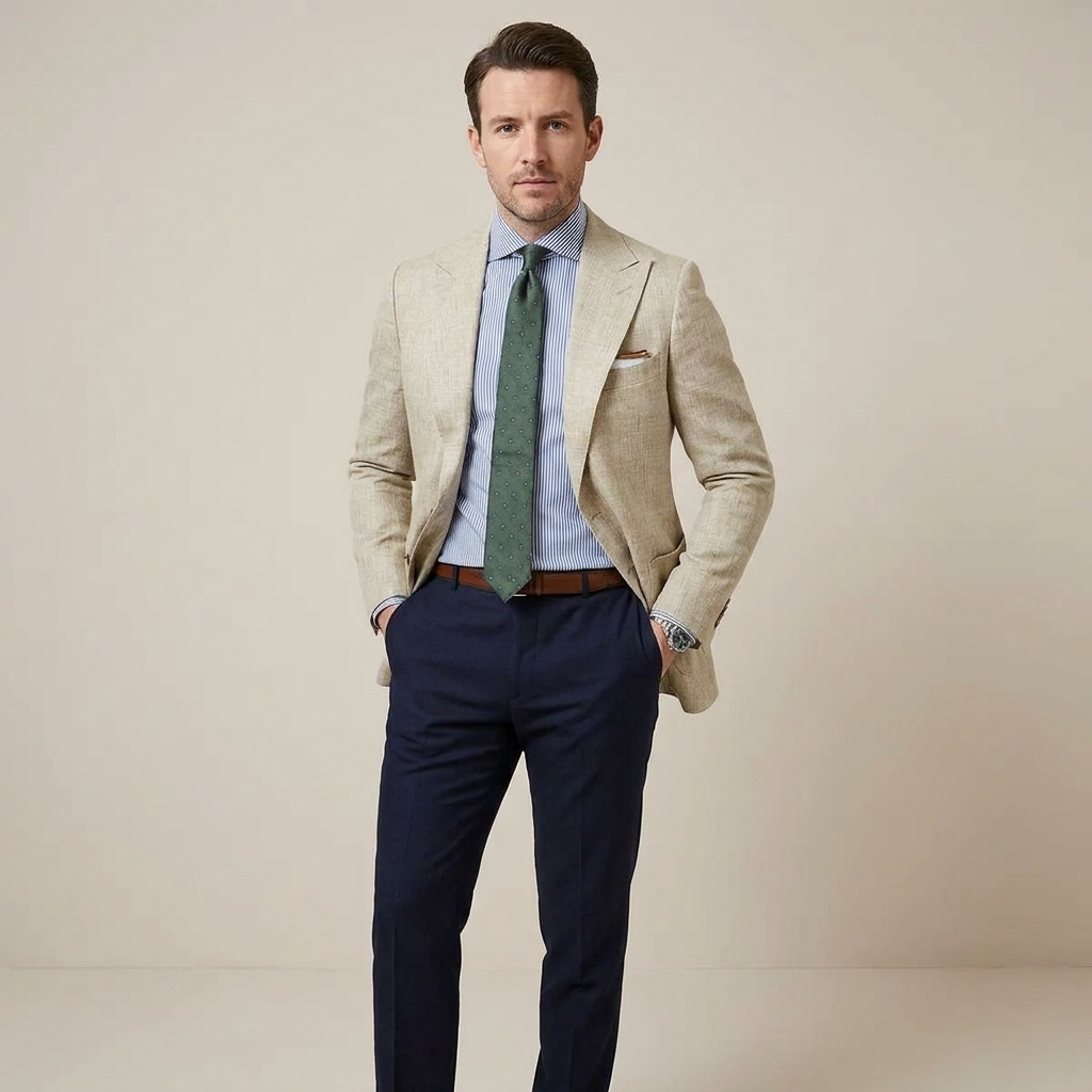 Notch Lapel Single-Breasted Blazer for Men