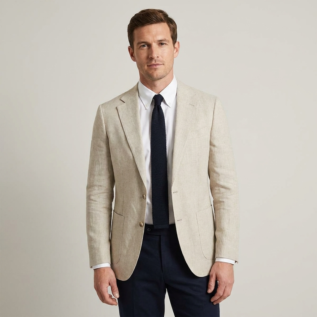 Notch Lapel Single-Breasted Blazer for Men