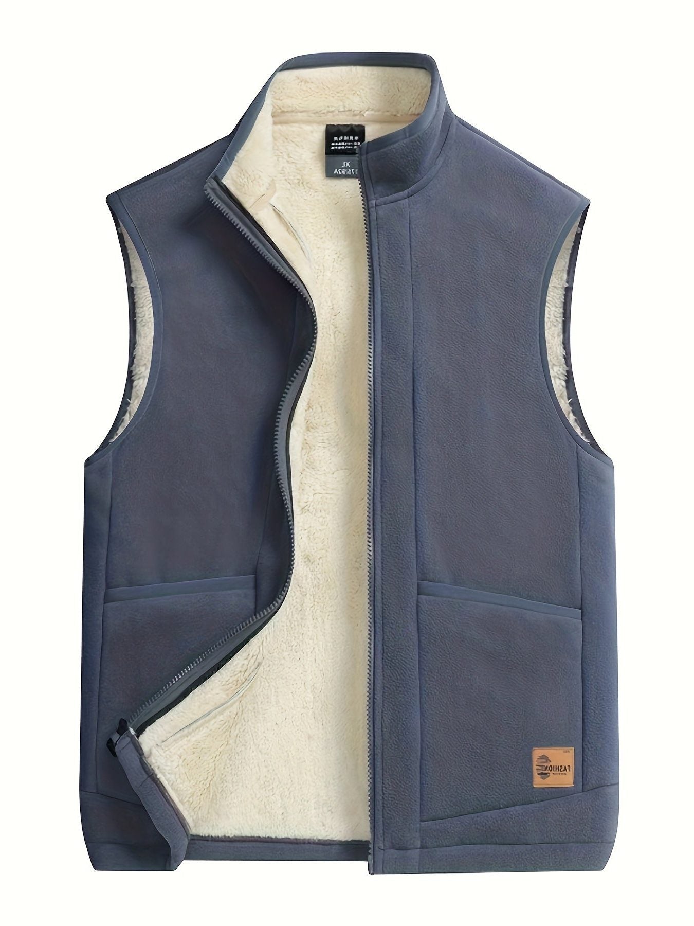 Fleece-Lined Sleeveless Puffer Gilet for Men - Gray