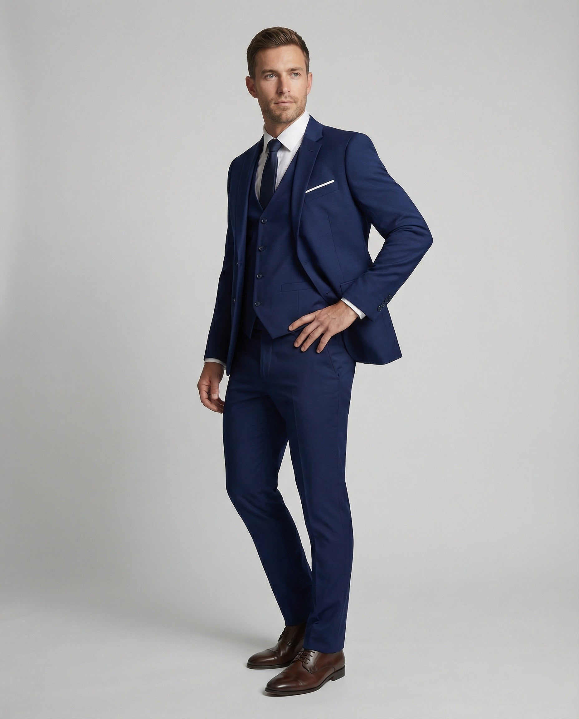 Wool Blend Three-Piece Suit Set for Men