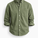 Denim Button-Down Shirt with Chest Pocket for Men