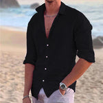 Cotton Linen Button-Down Shirt for Men