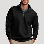 Half-Zip Cotton Sweatshirt for Men - Black