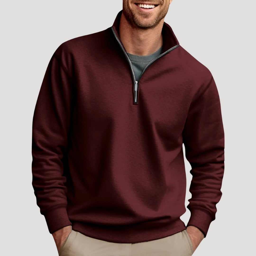 Half-Zip Cotton Sweatshirt for Men - Brown