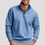 Half-Zip Cotton Sweatshirt for Men - Blue