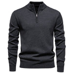 Half-Zip Knit Jumper for Men - Donkergrijs