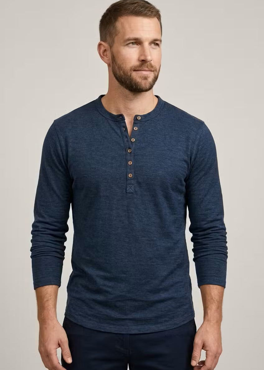 Henley Long Sleeve T-Shirt for Men
