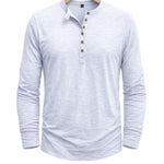 Henley Long Sleeve T-Shirt for Men - Wit